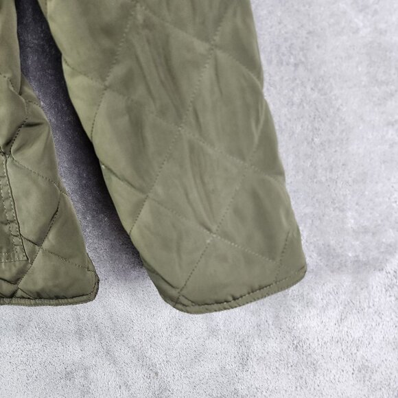 Womens Olive Green Old Navy Quilted Jacket Removable Hood Full Zip Size M - Picture 5 of 11